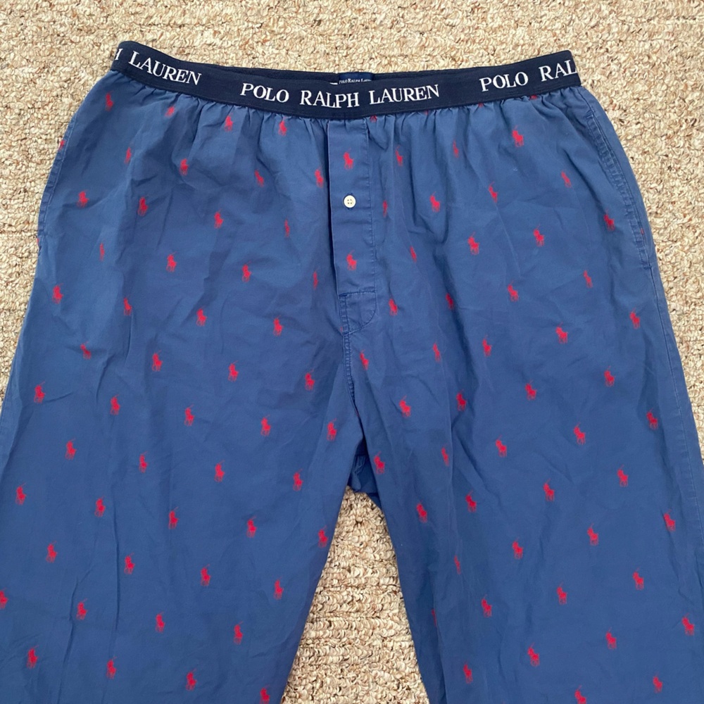 Polo Ralph Lauren All Over Print Men Navy Pajama Pants With Red Logo / Size XL